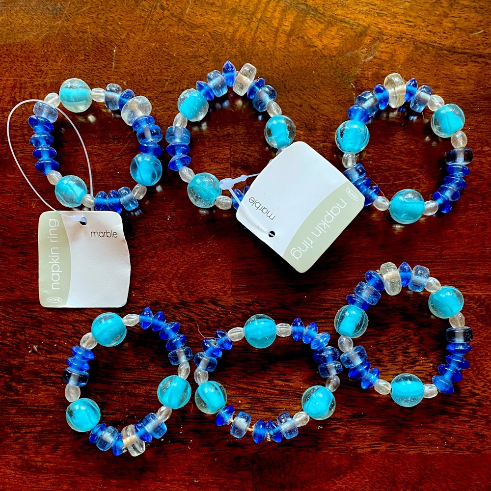 Vintage 2002 Target blue beaded napkin rings lot of 6
